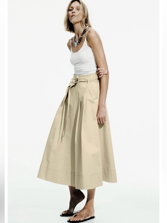 Zara Dresses & Skirts - Zara STRIPED MIDI SKIRT WITH BELT